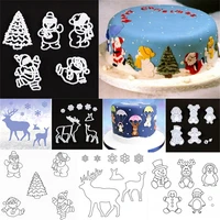1set christmas cake stamping printing mold elk snowflakes santa claus cookie cake fondant biscuit decorating baking tools mold