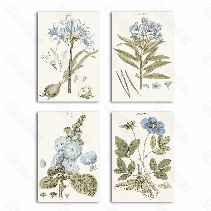 

Canvas Printing Ink Painting Blue Flowers Big Petals Flowers Long Petals Flower Personality Small Fresh Home Decoration Poster