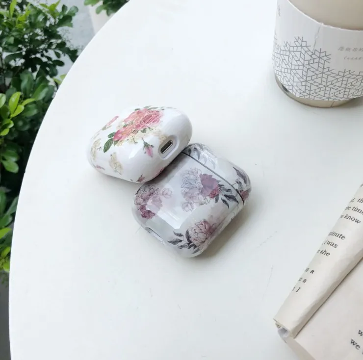 Художественный чехол для наушников с цветочным рисунком для Apple Airpods 2 1 Air Pods чехол s милый светящийся винтажный цветочный чехол для AirPod защитная оболочка подарок