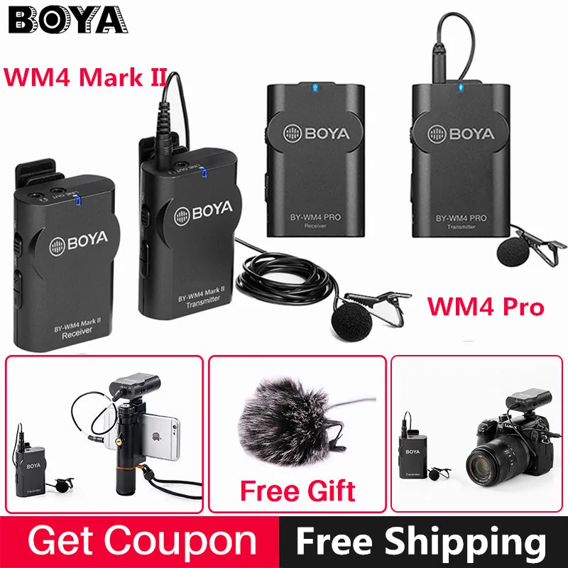 Boya BY-WM4 Pro/BY-WM4 Mark II беспроводные ПЕТЛИЧНЫЕ Микрофон Студийный конденсаторный лацкан микрофон для интервью для iPhone Canon камеры Nikon