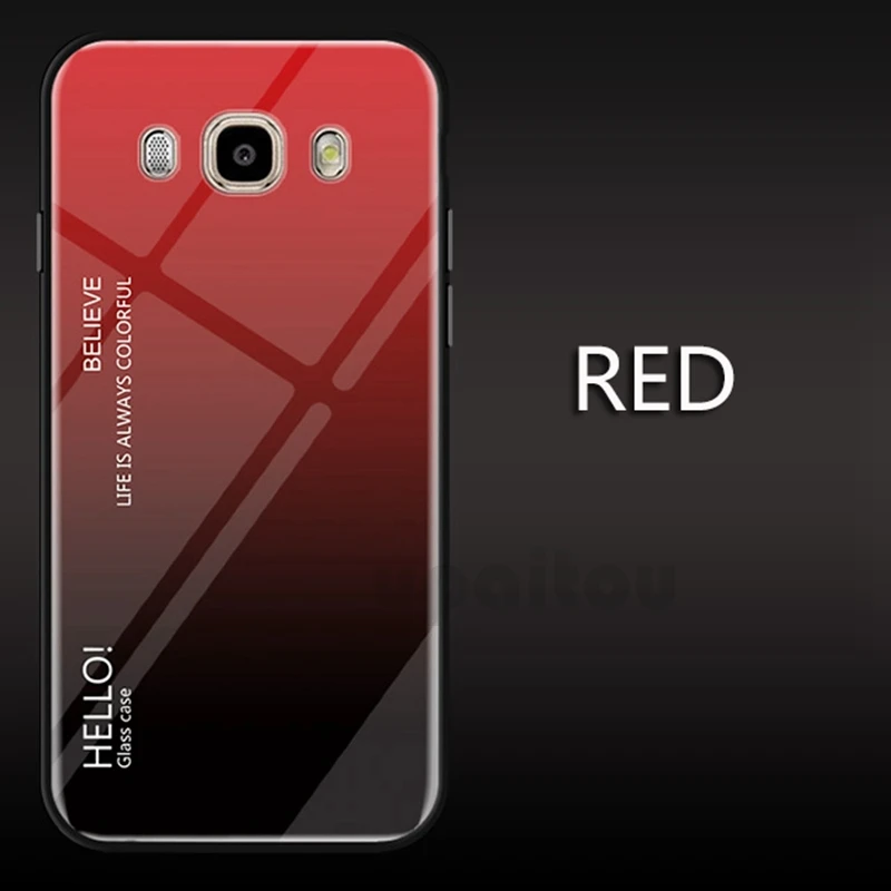 Red Чехол для samsung Galaxy J1 J5 J7 J2 J3 J4 Pro J6 Prime J8 чехол из мягкого ТПУ с края градиент Стекло Крышка для J120 J510 J710 - Цвет: Red
