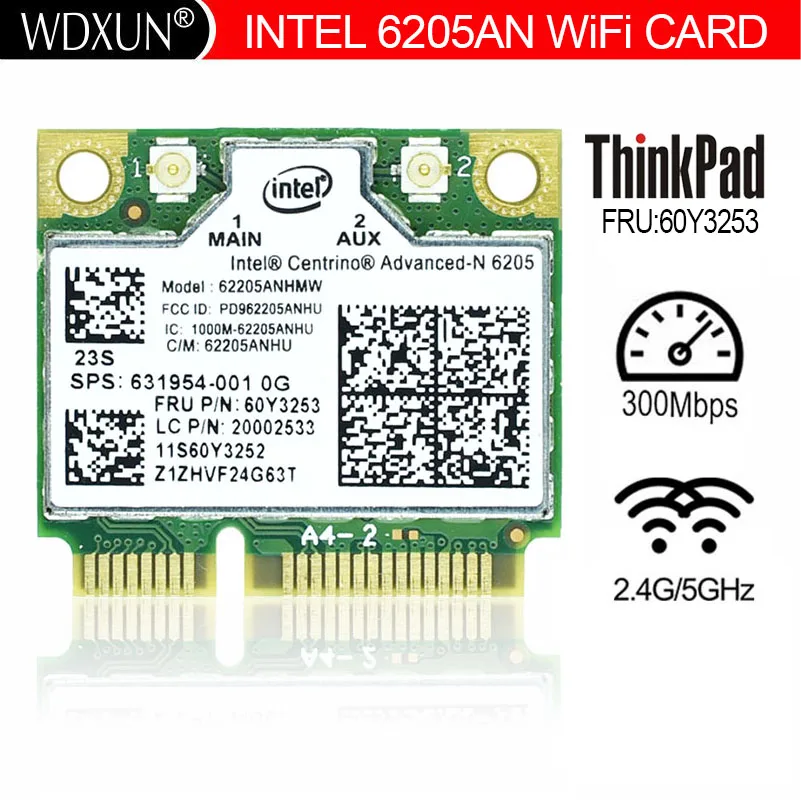 Intel 6205AN Centrino Advanced-N 6205 62205ANHMW FRU 60Y3253 300M 5G WiFi Wireless Network Card for Thinkpad x220 x230 L420 L520