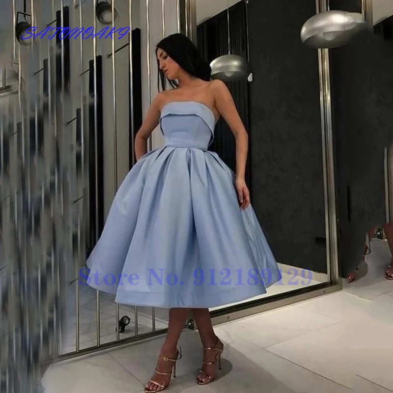 

Vestidos De Fiesta Dark Blue Short Prom Dresses Satin Ball Gown Simple Elegant Homecoming Evening Formal Party Wear For Gilrs