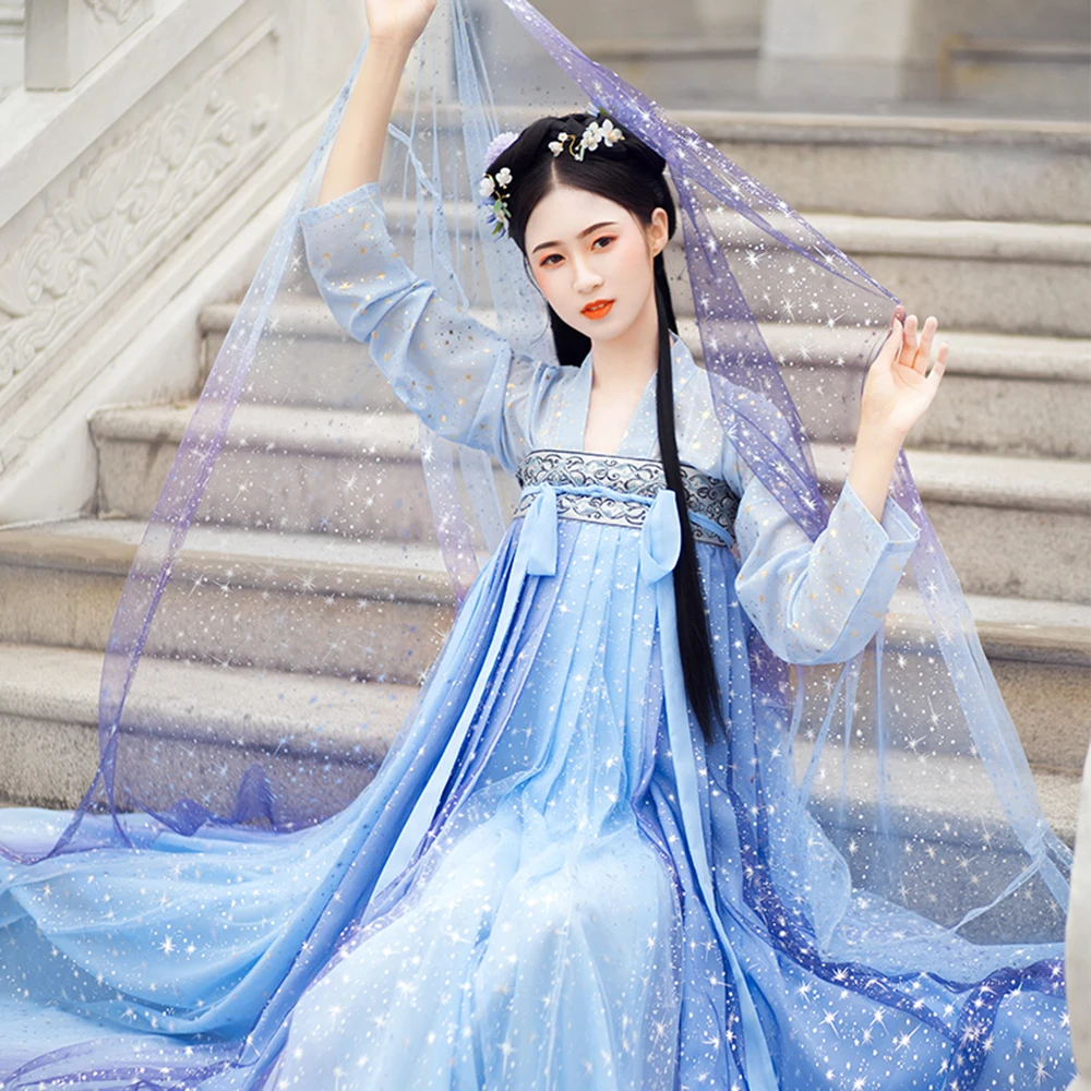 

Carol Star Sequins Gradient Shimmering Women Gown Set Traditional Chinese Dress Hanfu Prom Formal Birthday Christmas Gift