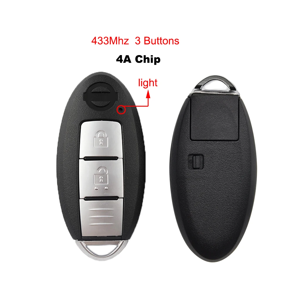 YIQIXIN 2/3 Buttons 433MHz Remote Control Car Key For Nissan Rogue Kicks Sport 2018 2019 2020 4A Chip Promixity Keyless Go Card |