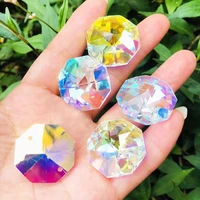 22mm ab chandelier crystal beads 20pcs 2 holes glass lamp prism diy octagon bead pendant loose beads for windows cars holiday