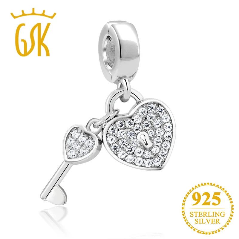 GemStoneKing Стерлинговое Серебро 925 пробы европейский стиль замок и ключ сердце