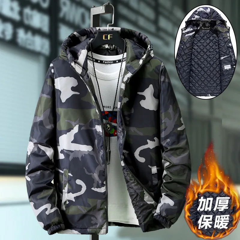 Camouflage Cotton-padded Jackets Men Hooded Causal Long Sleeve Zipper Coat Army Tactical Military Jackets Men Jacket Clothing