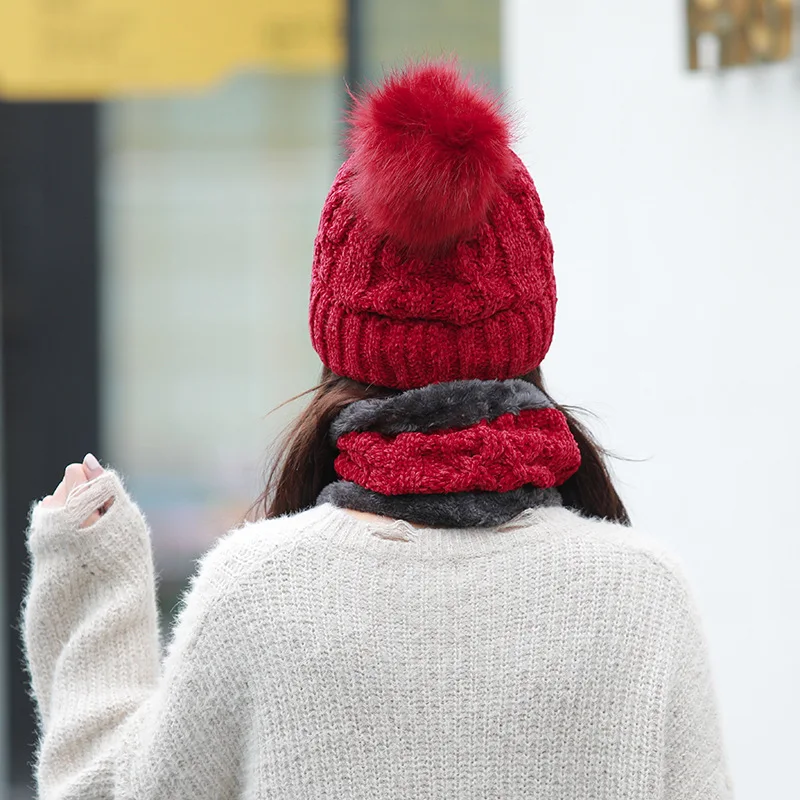 Женский комплект из шарфа и шапки Calymel Простой Трикотажный подогреватель на