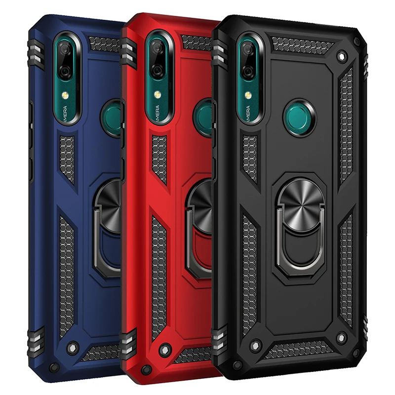 Бронированный Мягкий противоударный чехол с кольцом держателем для Huawei Y9 Y5 2019 Y6 Y7