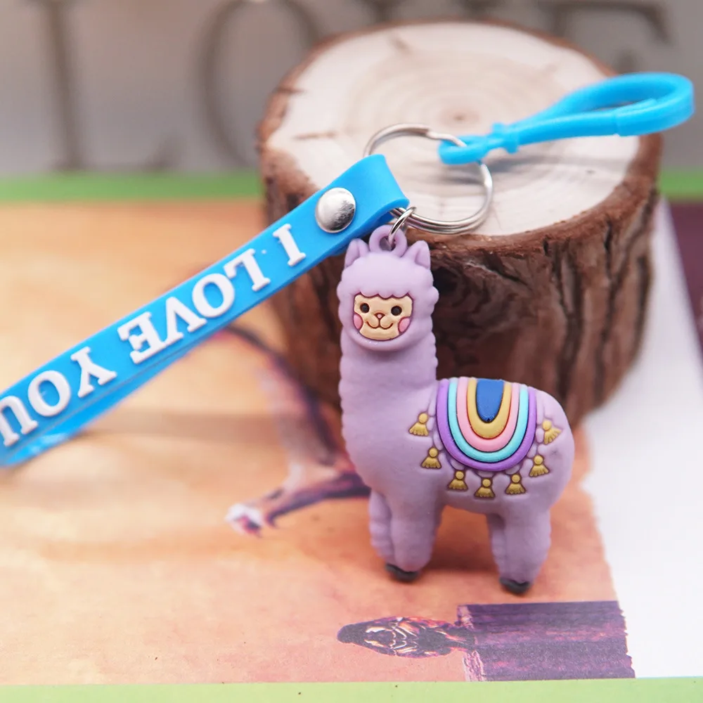 

High Quality Cartoon Lamb Cute Luck Zodiac Alpaca Keychain Key ring Simulation Animals Pendant Jewelry Birthday Gift Key Chain
