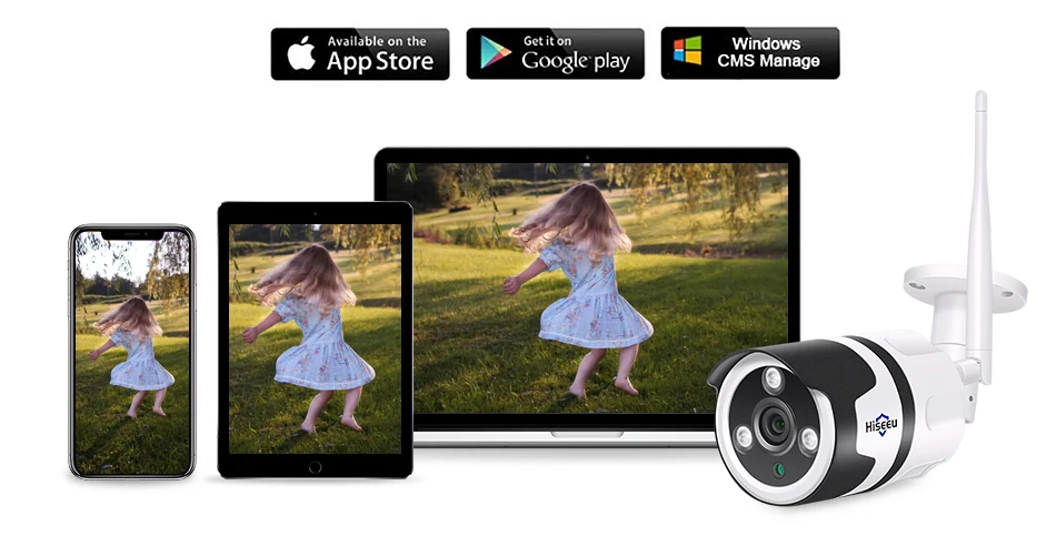 Hiseeu wifi уличная IP камера 1080P 720P Водонепроницаемая 2.0MP беспроводная камера безопасности металлическая двухсторонняя аудио TF карта Запись P2P пуля
