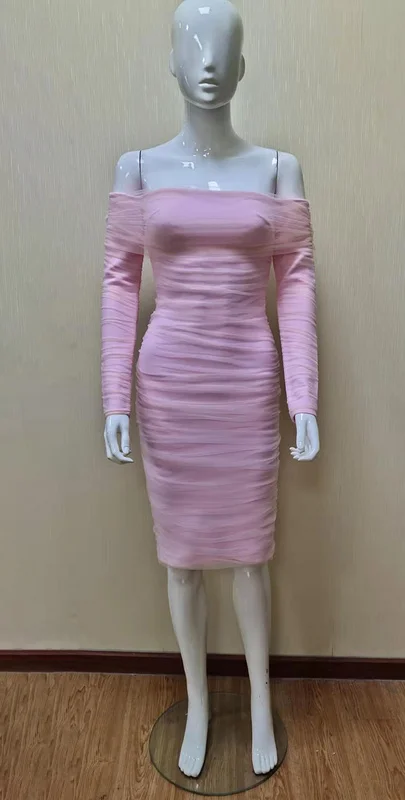 Высокое качество для знаменитостей белое Сетчатое платье с длинными рукавами и