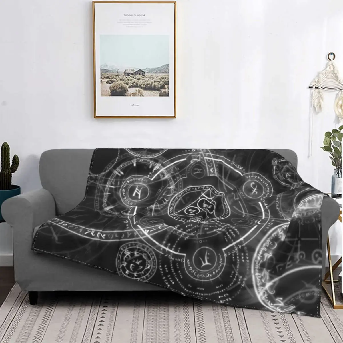Manta de runas vikingas, colcha a cuadros para cama, toalla de playa, manta doble, fundas de cama de invierno-0