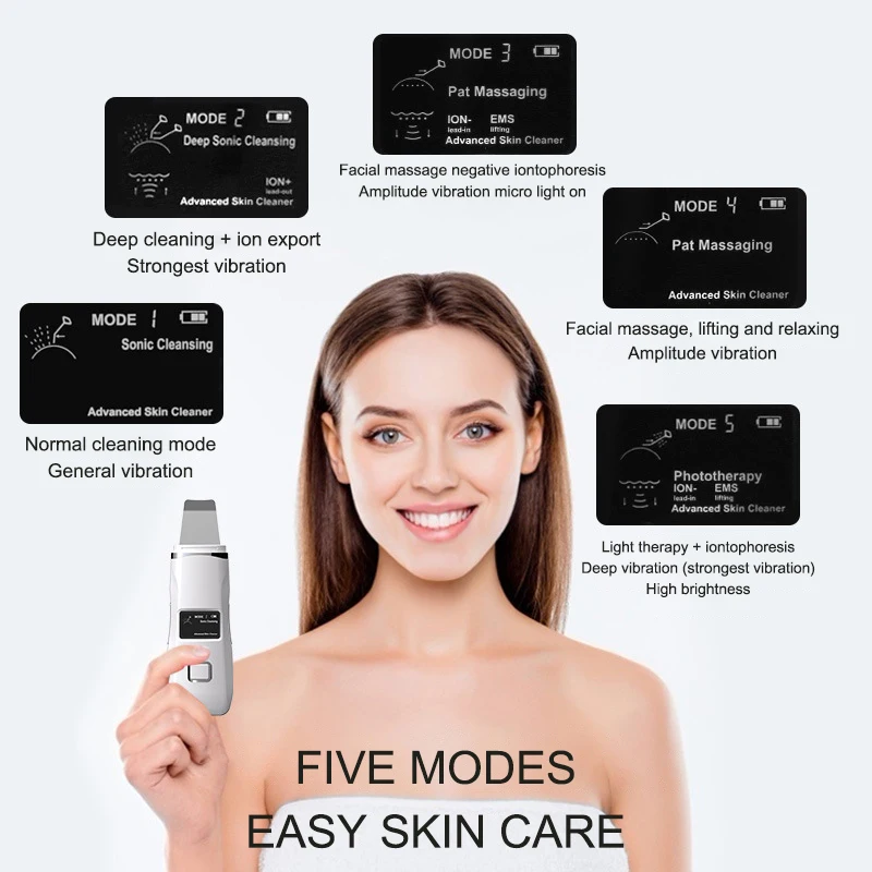 

Facial Cleansing Ultrasonic Skin Scrubber Deep Cleansing Facial Cavitation Peeling Cleansing Scraper to Remove Keratin Skin Care