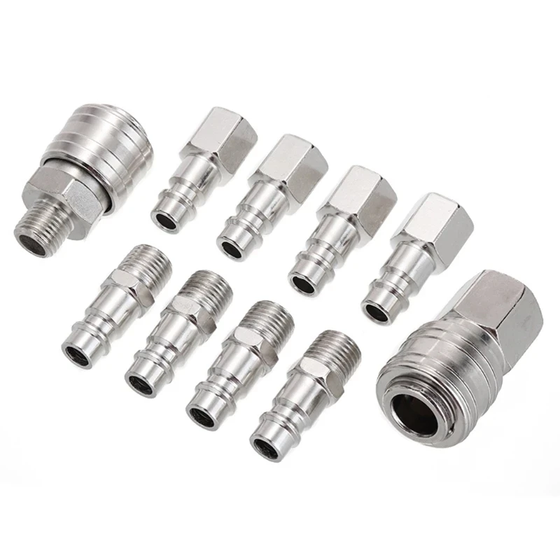 

X7AB 10pcs/set 1/4" Air Line Hose Fitting BSP Air Line Fitting Male Female Thread Compressor Connector Coupler Pneumatic Tool