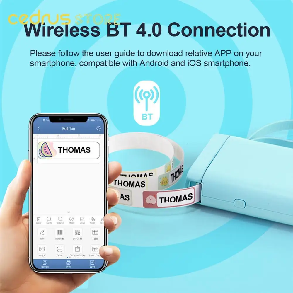 

Wireless label printer Portable Pocket D11 Label Printer Portable BT Thermal Label Printer Home Use Office Fast Printing Printer