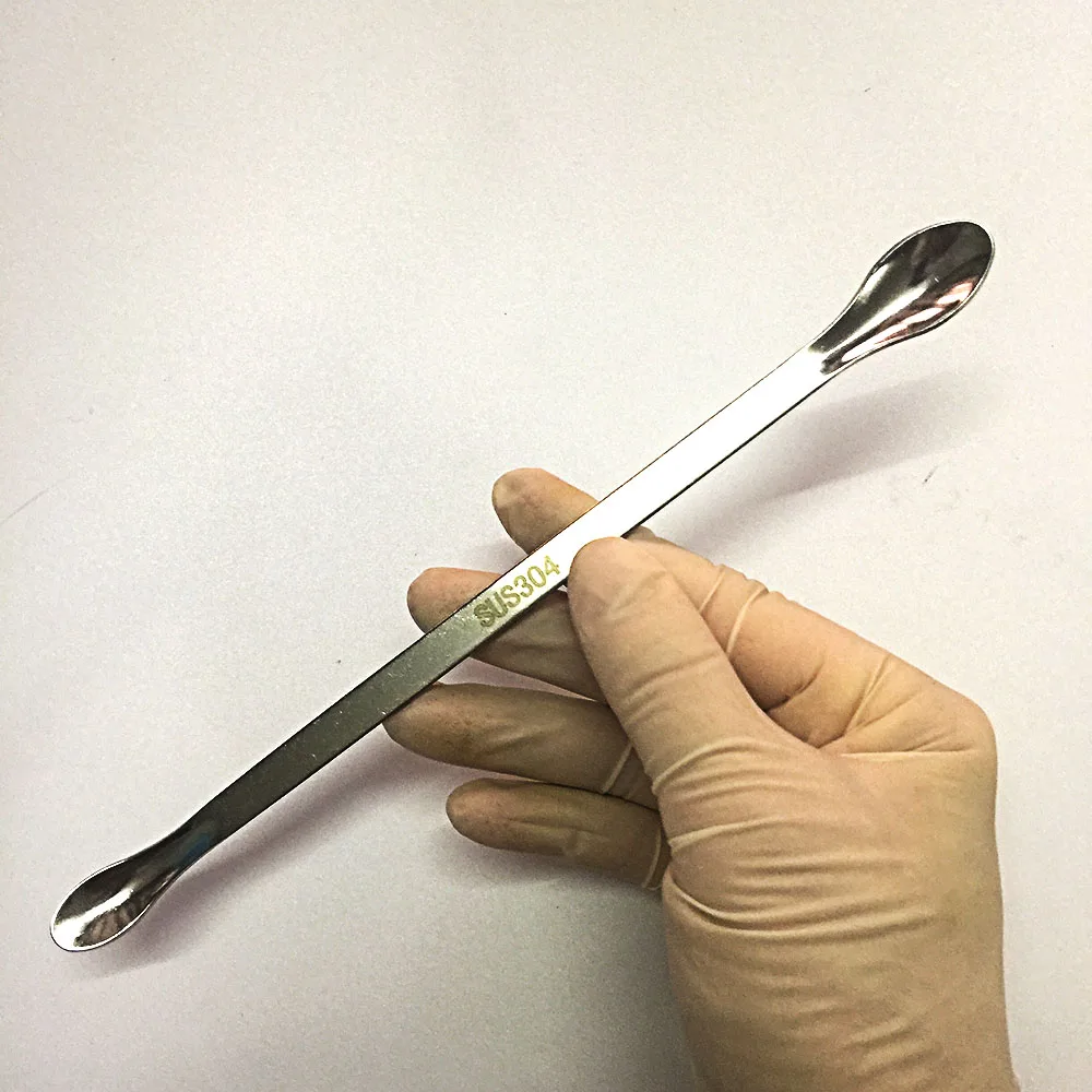 Ложка для лекарств из нержавеющей стали с двойной головкой 20 см|lab spoon spatula|tool
