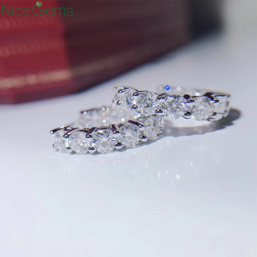 Серьги-кольца NiceGems женские с муассанитом цвет DF 3 мм 1 8 CTW | Украшения и аксессуары