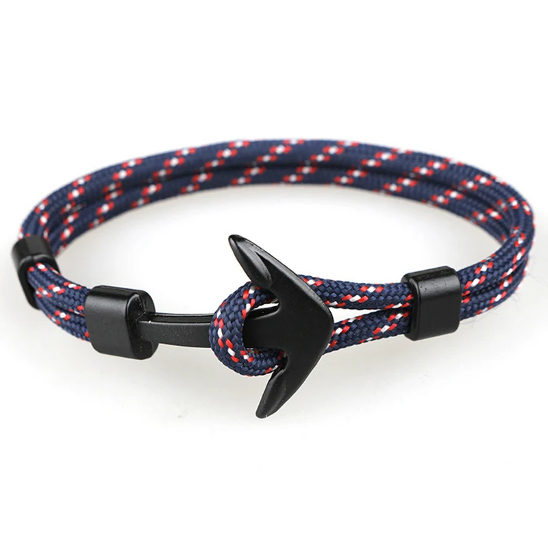 2021 New Fashion Survival Rope Bracelet Chain Multilayer Anchor Charm Bracelets &amp; Bangles Men Women Gift Sport Hooks Navy Style