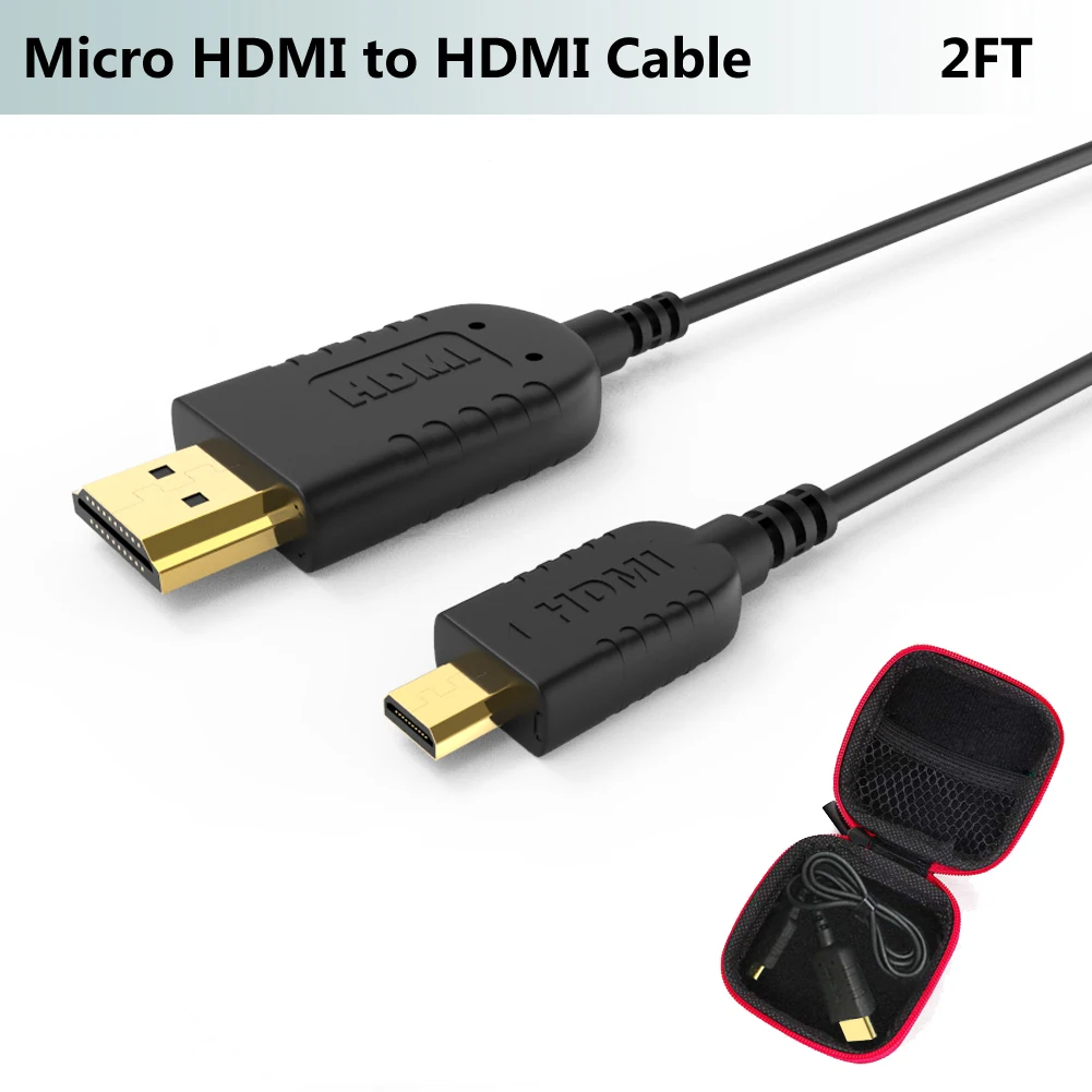 FOINNEX Ultra Thin Flexible Micro HDMI to HDMI Cable 2FT for