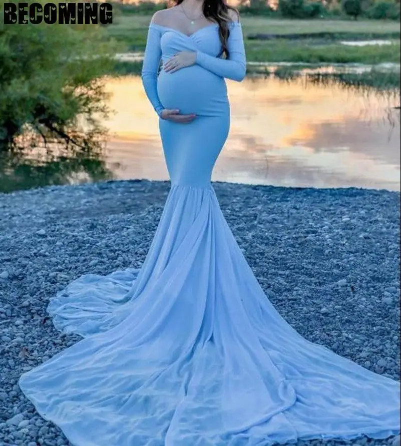 Платье для беременных с длинным рукавом и v образным вырезом платье макси