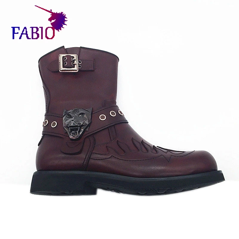 

French cowhide men's boots hand-made leather men's boots