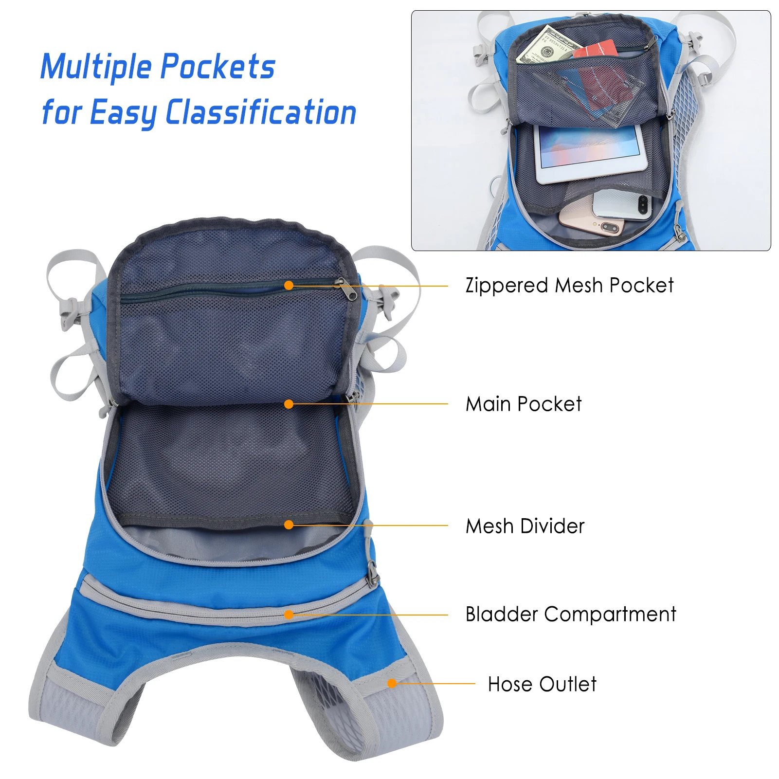 

Waterproof Cycling Backpack Outdoor Sports Hydration Pack Bag for Cycling Running Jogging Camping Hiking Marathon Backpack