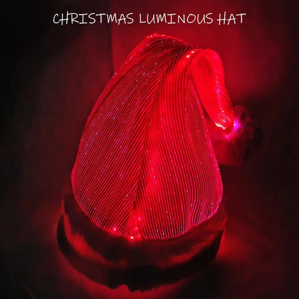 

Gradient Luminous Christmas Hat New Year Navidad Merry Christmas Hat Light Up Cap For Kids Children Adult Xmas Gift Decoration