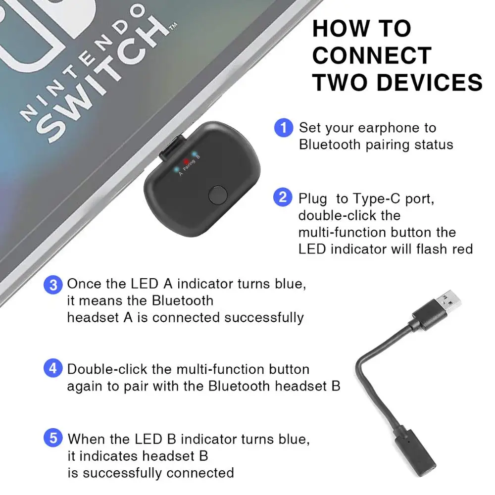 UCable Bluetooth 5 0 стерео USB Type C аудио передатчик для переключателя адаптер