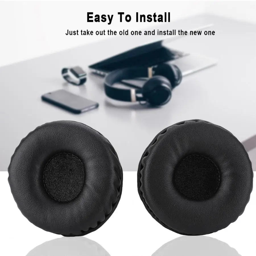

Earphone 1 Pair 70mm Universal Replacement Earpads for Headphones Soft Foam Ear Cushion Headset Cover Case Black