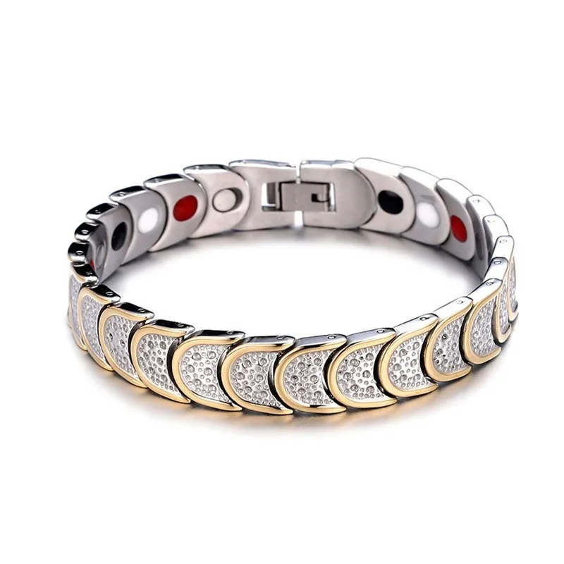 Классический магнитный браслет из германиевой нержавеющей стали золотого цвета