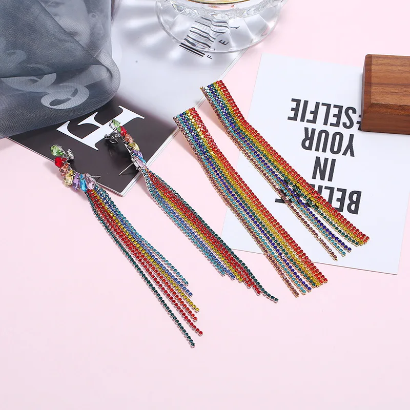 Ювелирные изделия FARLENA роскошные разноцветные Висячие серьги Стразы с