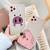 bumper phone case for iphone x xr xs max 13 12 11 pro max 6s 7 8 plus se 2020 cute cartoon pig camera protection matte cover