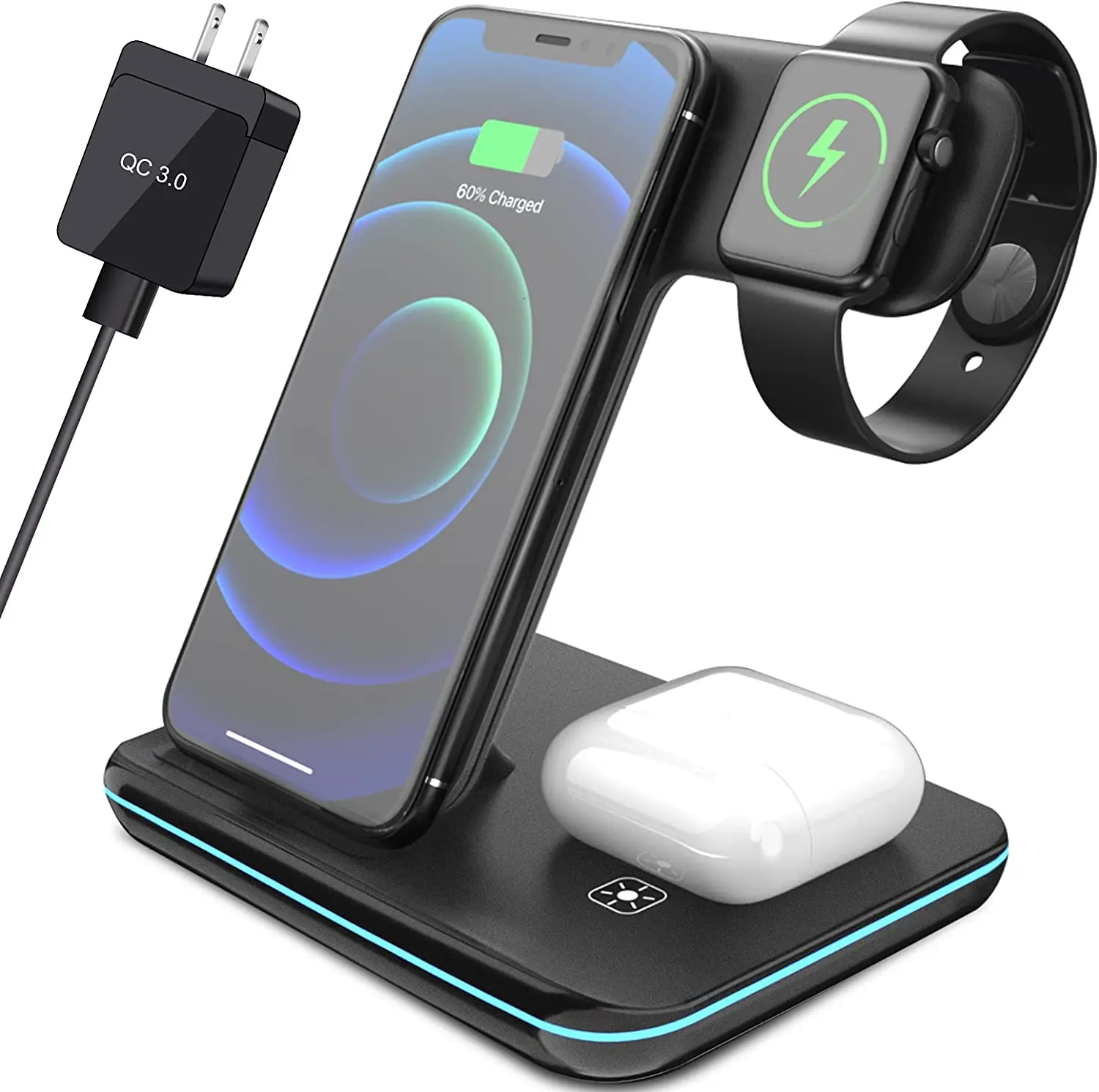 

Qi Wireless Charger Station Charging Dock for 12 11 Pro Max XS XR X 8Plus Apple Watch 5 4 3 2 1 Samsung Note 10 9 S10 9 8 Airpod