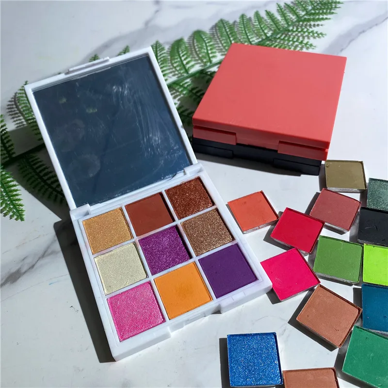 

50 шт., оптовая продажа, собственный брендовый пигмент, индивидуальный логотип, женские тени для век, 9 цветов, макияж, женские глаза, красота, «сделай сам», палитра теней для век