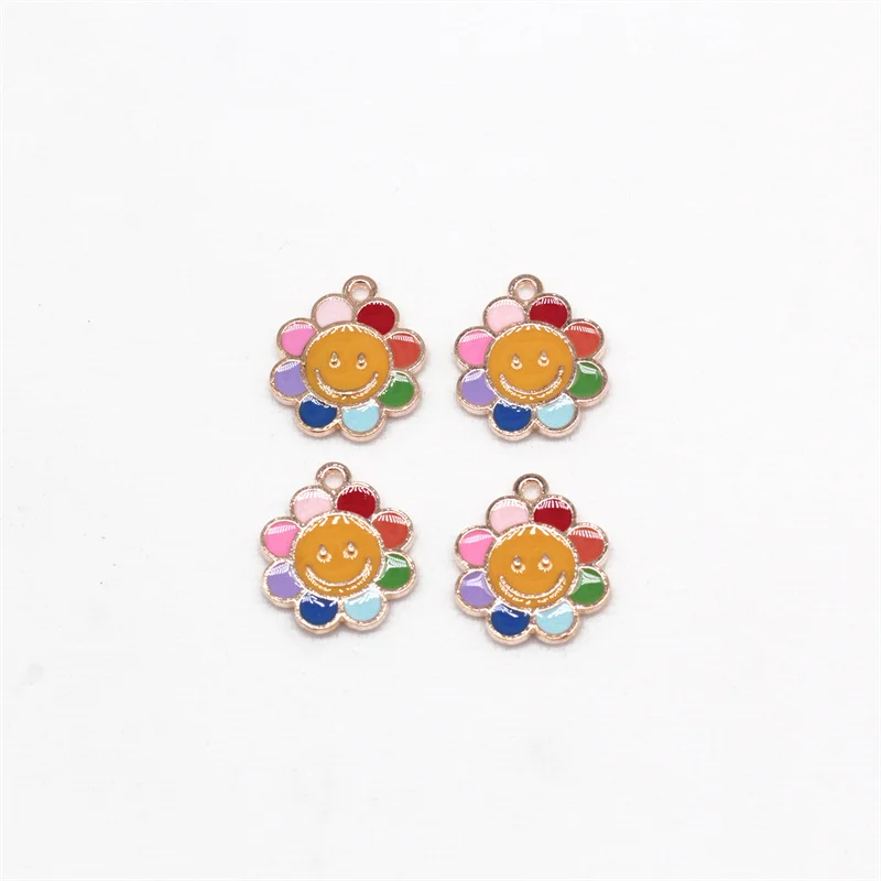 

10 шт., подвески с эмалью в виде подсолнуха, 16 х18 мм