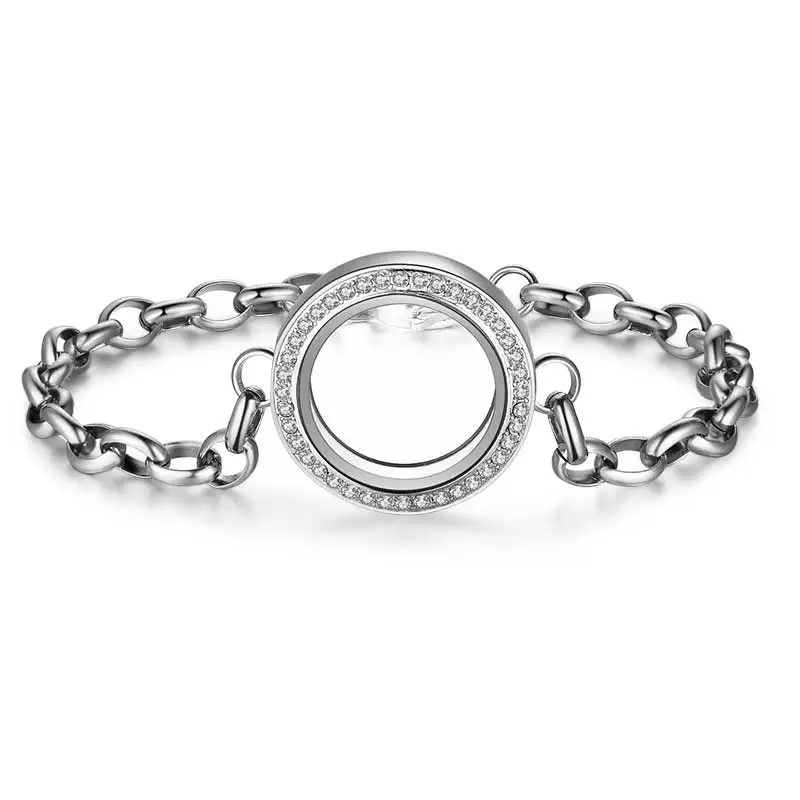 10pcs 17-19cm length 316L stainless steel Twist Clossure floating charm living glass locket bracelet