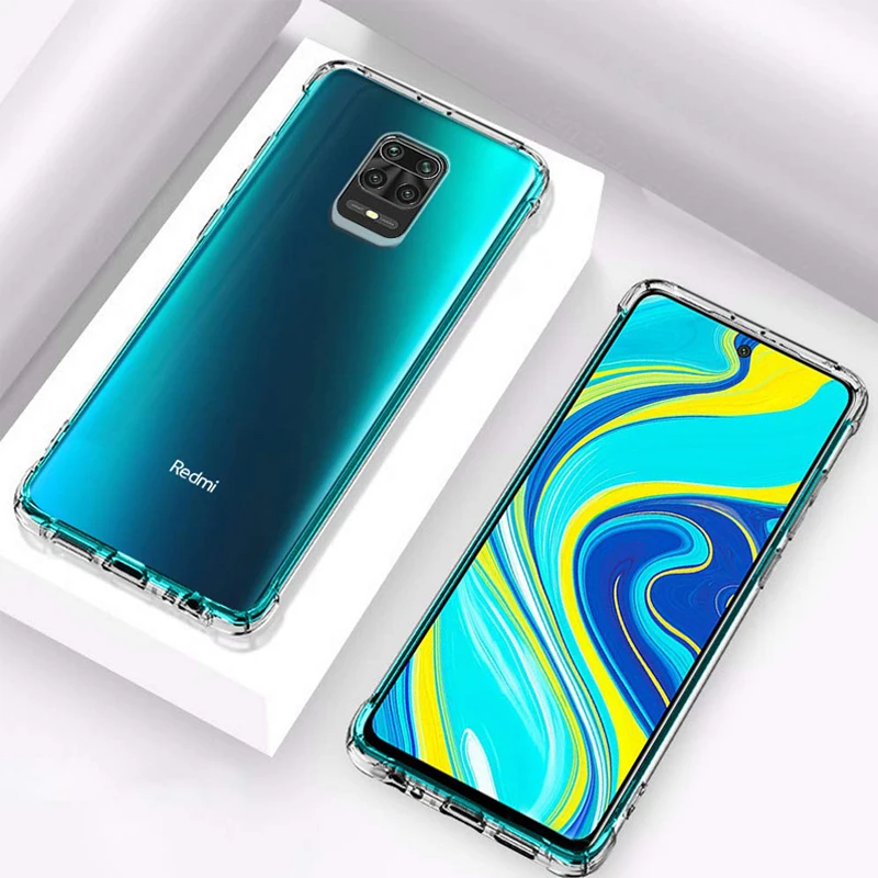 3 in 1capa стекло + подушка безопасности для чехол redmi note 9s мягкий прозрачный с анти