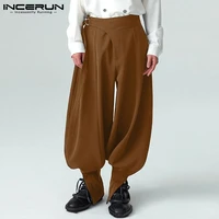 mens closed leg pantalons opening zipper split high waist pants solid all match simple comeforable bloomers s 5xl 2022 incerun