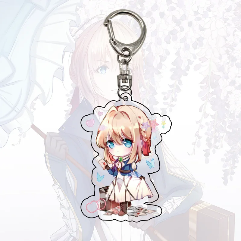 

Violet Evergarden Bag Pendants Keyring Anime Cartoon Figure Car Key Chains Keychain Display Jewelry