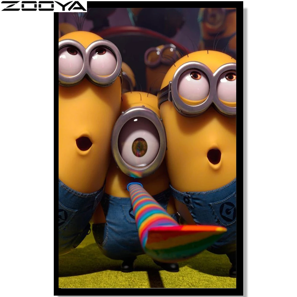 Алмазная картина с изображением миньонов стразы мозаика мультяшная алмазная