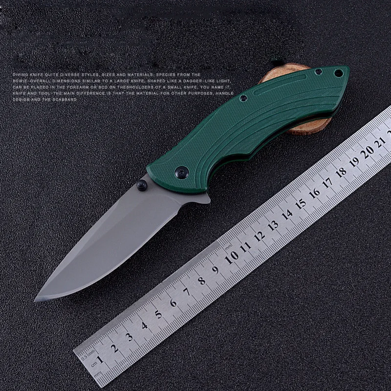 

High Hardness Black Green Folding Knife G10 Handle Stainless Steel Survival Knife For Hunting Camping Fishing Tools