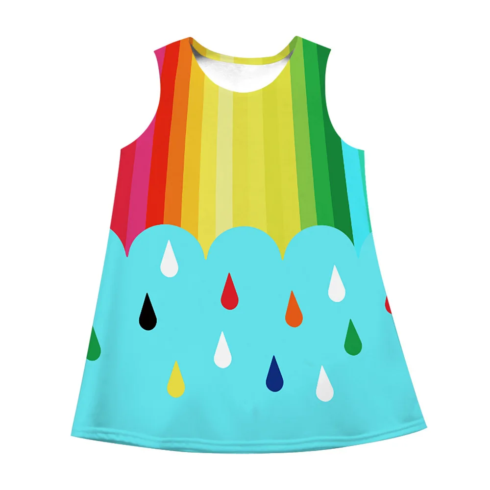 Разноцветные платья для девочек Летнее платье без рукавов Платье принцессы с
