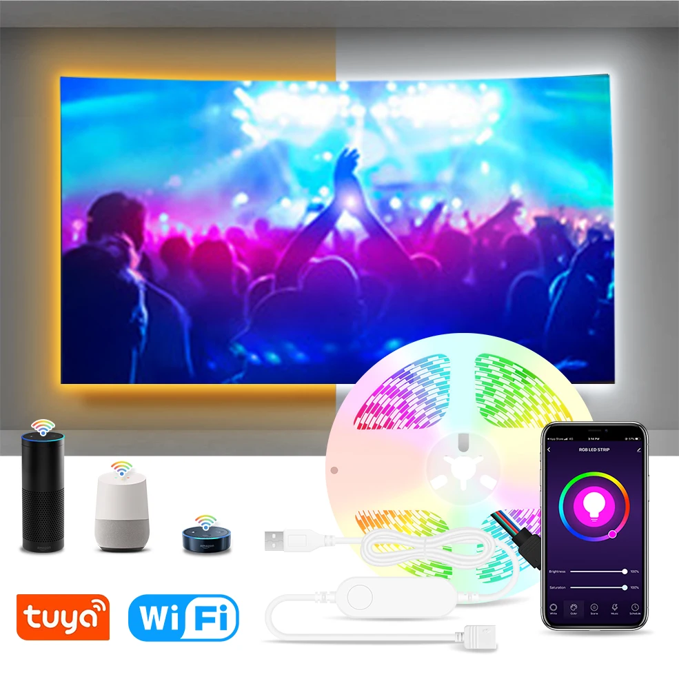 Интеллектуальных домашних Wi Fi USB светодиодные фонари Tuya ленты RGBW/RGBWW лампы