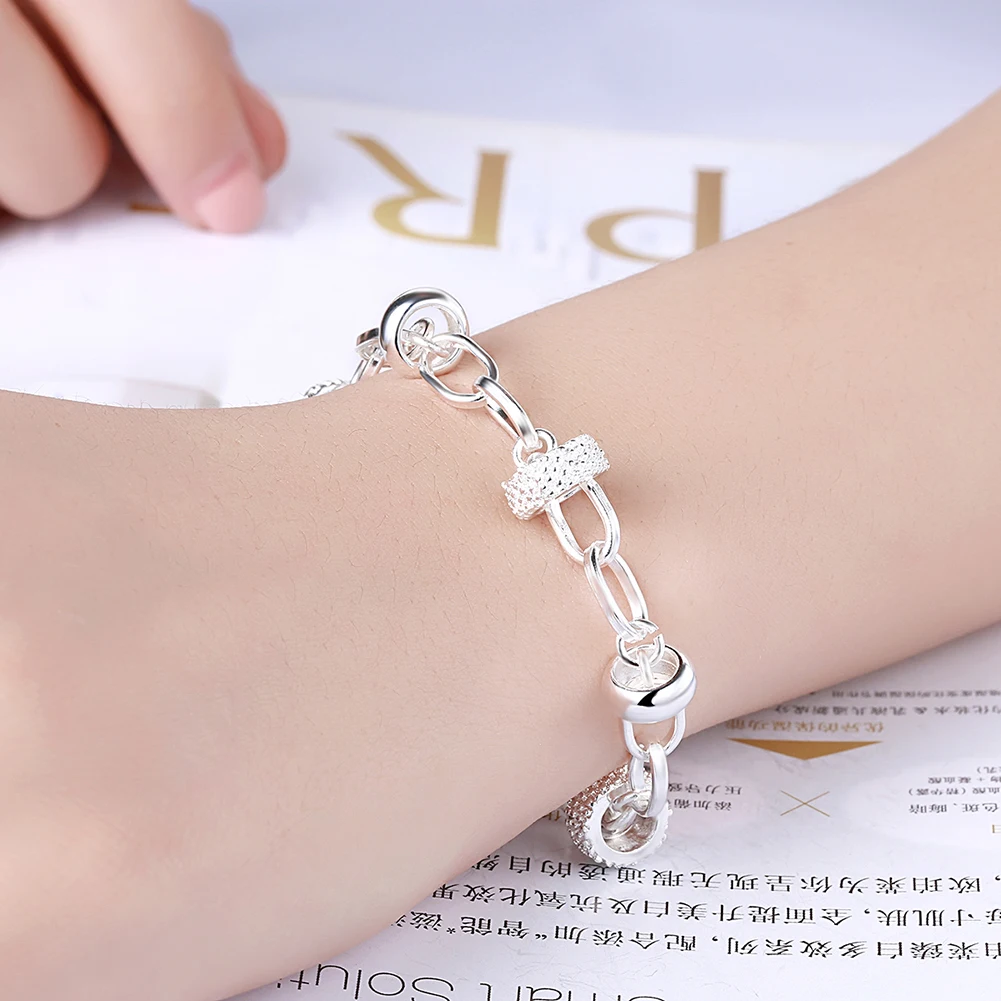 

INALIS Silver Color Bracelet Vintage Hang Little Peach Heart Shaped Bracelet For Women Fashion Jewelry Best Sell Valentine Gift
