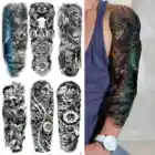 Прохладный воин временная татуировка рукав для Для мужчин Для женщин Для мужчин взрослых Поддельные смерти тату наклейка с черепом Реалистичный искусственный цветок татуировки принадлежности