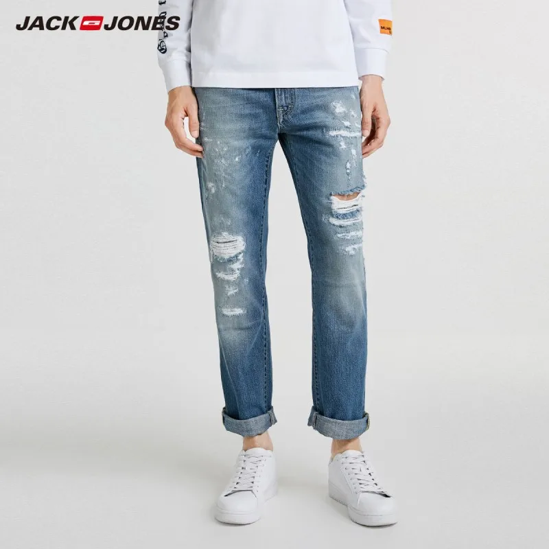 JackJones мужские крутые Wornout большие Прямые повседневные укороченные джинсы