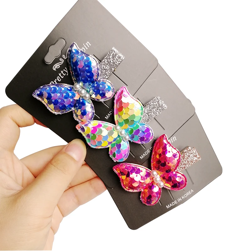 Фото Розничная продажа 1 шт. модные милые блестящие заколки для волос в виде бабочки