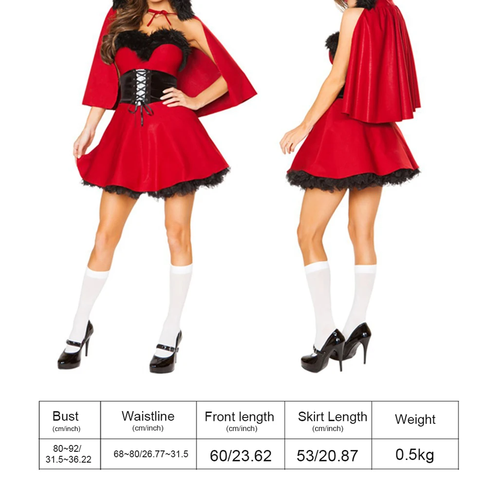Рождественское платье для взрослых женщин Сексуальная Милая Красная Шапочка